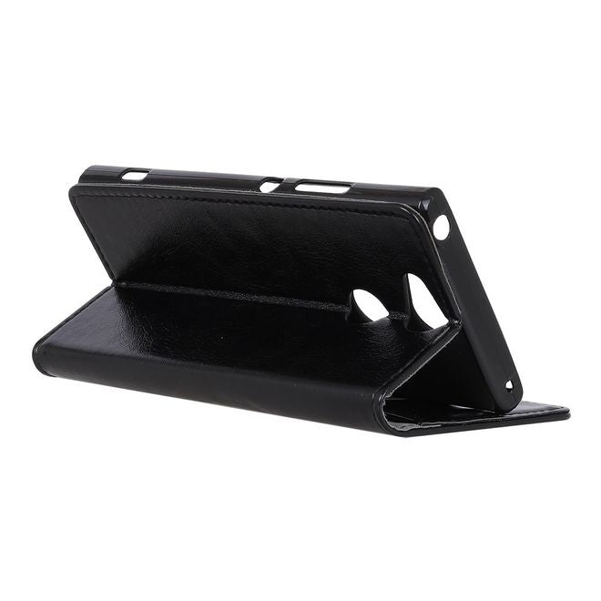 Sony Xperia XA2 Handy Case - Hülle aus Leder - mit Standfunktion - schwarz
