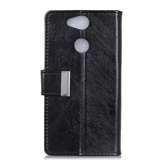 Sony Xperia XA2 Handy Case - Hülle aus Leder - mit Standfunktion - schwarz