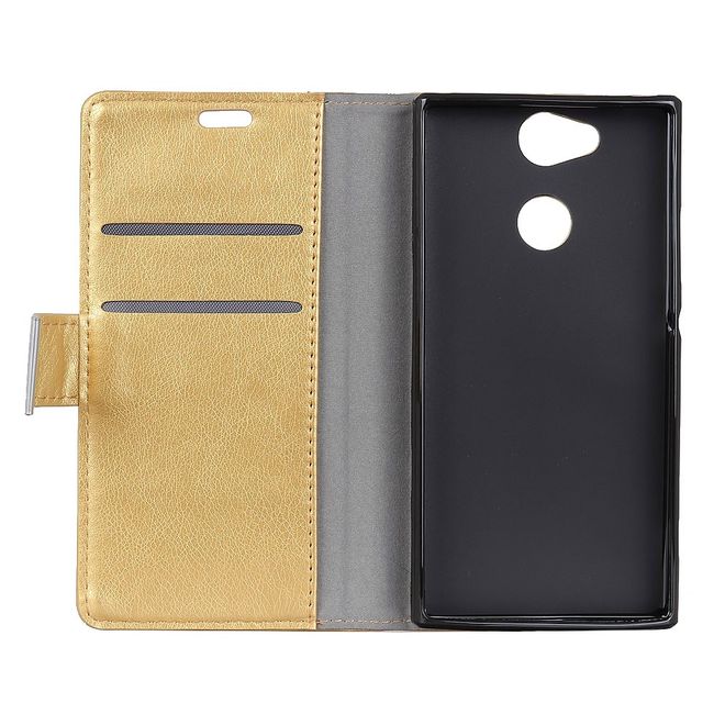 Sony Xperia XA2 Handy Case - Hülle aus Leder - mit Standfunktion - gold