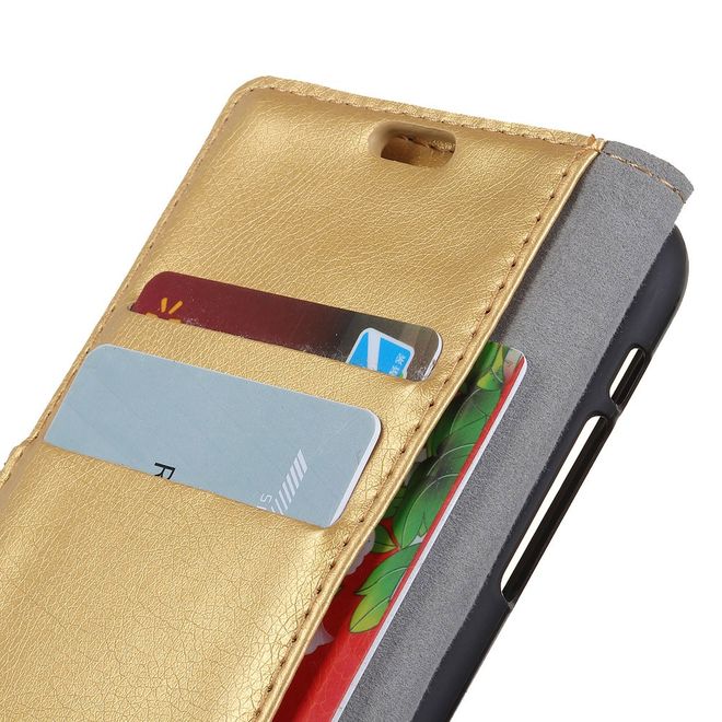 Sony Xperia XA2 Handy Case - Hülle aus Leder - mit Standfunktion - gold