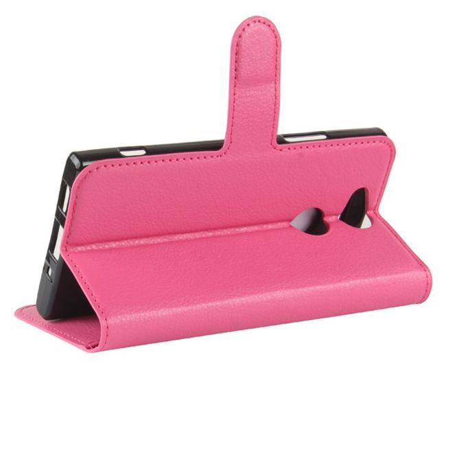 Sony Xperia XA2 Handy Hülle - Leder Bookcover - mit Litchitextur und Standfunktion - rosa