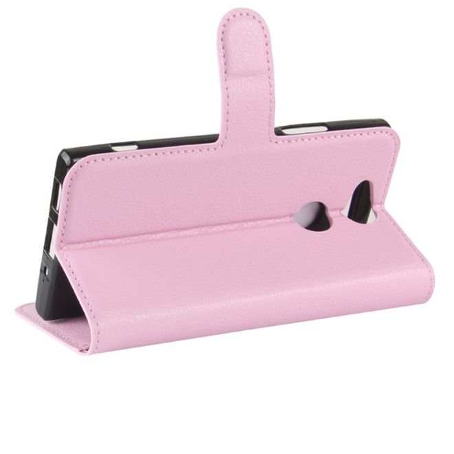 Sony Xperia XA2 Handy Hülle - Leder Bookcover - mit Litchitextur und Standfunktion - pink