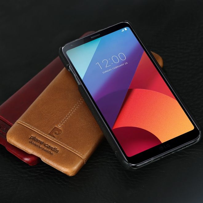 Pierre Cardin - LG G6 Handy Hülle - Hartplastik Case mit Echtlederüberzug - schwarz