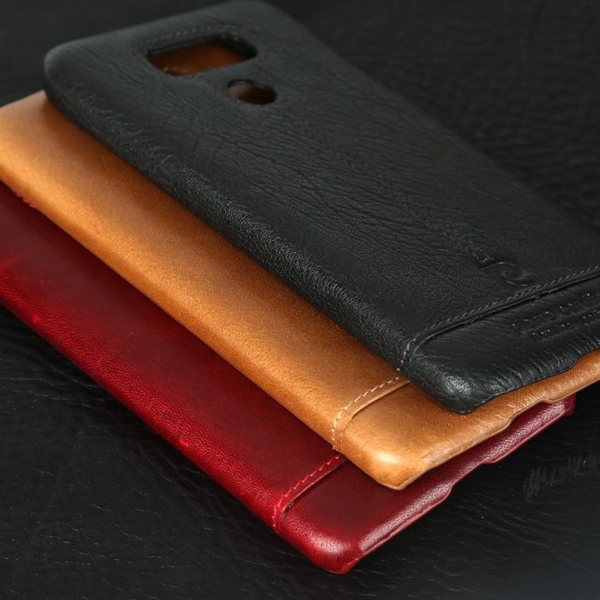 Pierre Cardin - LG G6 Handy Hülle - Hartplastik Case mit Echtlederüberzug - schwarz