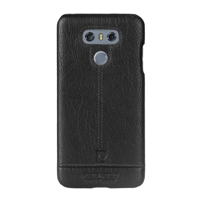 Pierre Cardin - LG G6 Handy Hülle - Hartplastik Case mit Echtlederüberzug - schwarz