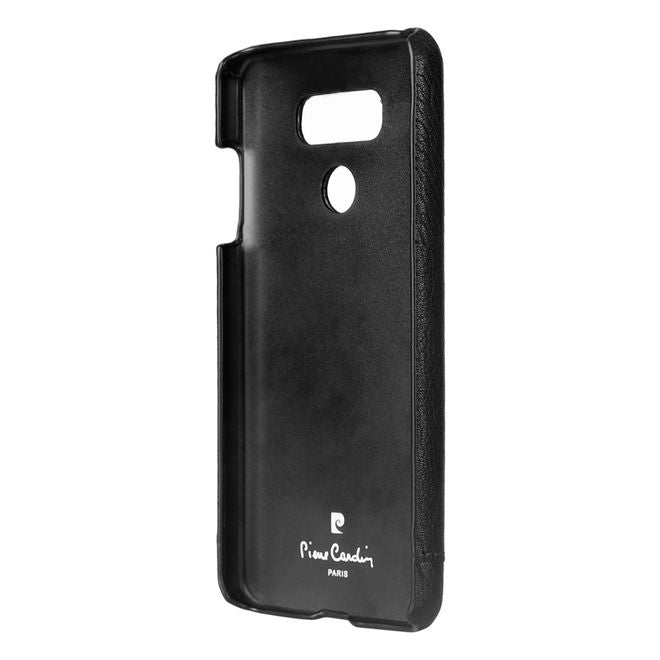 Pierre Cardin - LG G6 Handy Hülle - Hartplastik Case mit Echtlederüberzug - schwarz