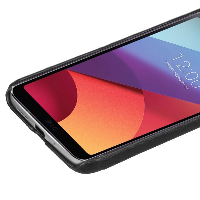 Pierre Cardin - LG G6 Handy Hülle - Hartplastik Case mit Echtlederüberzug - schwarz