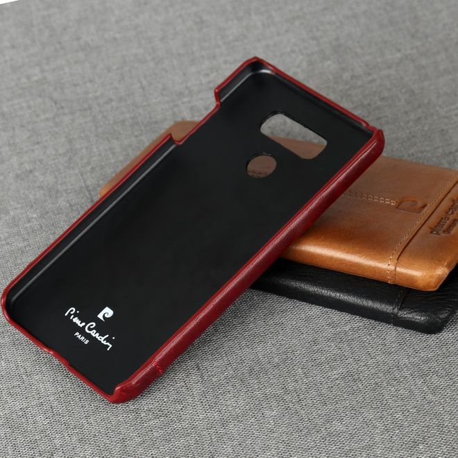 Pierre Cardin - LG G6 Handy Hülle - Hartplastik Case mit Echtlederüberzug - schwarz