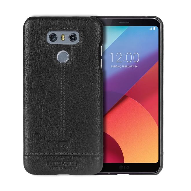 Pierre Cardin - LG G6 Handy Hülle - Hartplastik Case mit Echtlederüberzug - schwarz