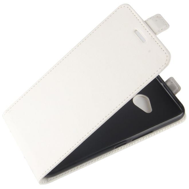 HTC U11 Life Handyhülle - Crazy Horse Leder Flip Case - vertikal - weiss