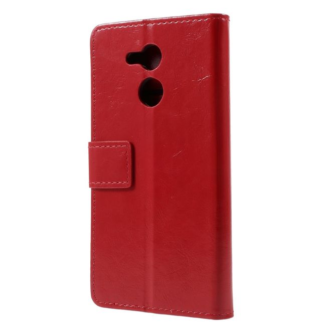 Huawei Honor 6C Pro / V9 Play Handyhülle - Crazy Horse Leder Case - mit Magnetverschluss - rot