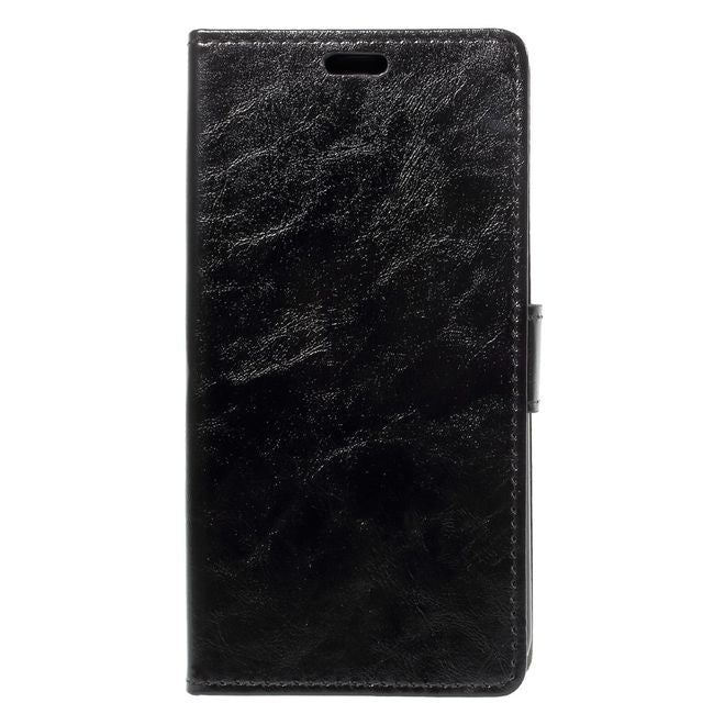 Huawei Honor 6C Pro / V9 Play Handyhülle - Crazy Horse Leder Case - mit Magnetverschluss - schwarz