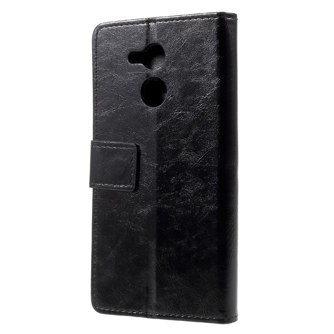 Huawei Honor 6C Pro / V9 Play Handyhülle - Crazy Horse Leder Case - mit Magnetverschluss - schwarz