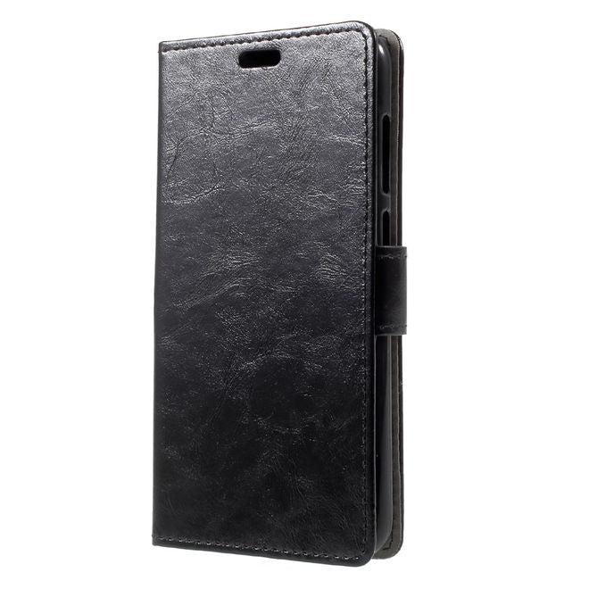 Huawei Honor 6C Pro / V9 Play Handyhülle - Crazy Horse Leder Case - mit Magnetverschluss - schwarz