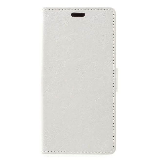 Huawei Honor 6C Pro / V9 Play Handyhülle - Crazy Horse Leder Case - mit Magnetverschluss - weiss