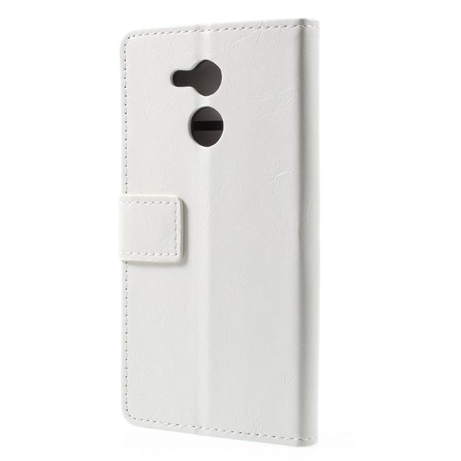 Huawei Honor 6C Pro / V9 Play Handyhülle - Crazy Horse Leder Case - mit Magnetverschluss - weiss