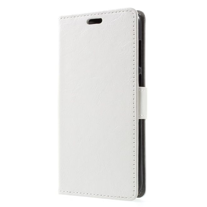 Huawei Honor 6C Pro / V9 Play Handyhülle - Crazy Horse Leder Case - mit Magnetverschluss - weiss