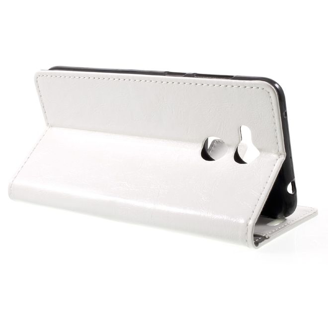 Huawei Honor 6C Pro / V9 Play Handyhülle - Crazy Horse Leder Case - mit Magnetverschluss - weiss