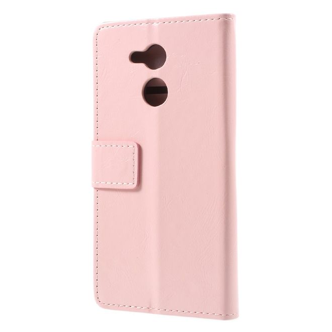 Huawei Honor 6C Pro / V9 Play Handyhülle - Crazy Horse Leder Case - mit Magnetverschluss - pink