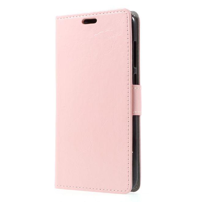 Huawei Honor 6C Pro / V9 Play Handyhülle - Crazy Horse Leder Case - mit Magnetverschluss - pink