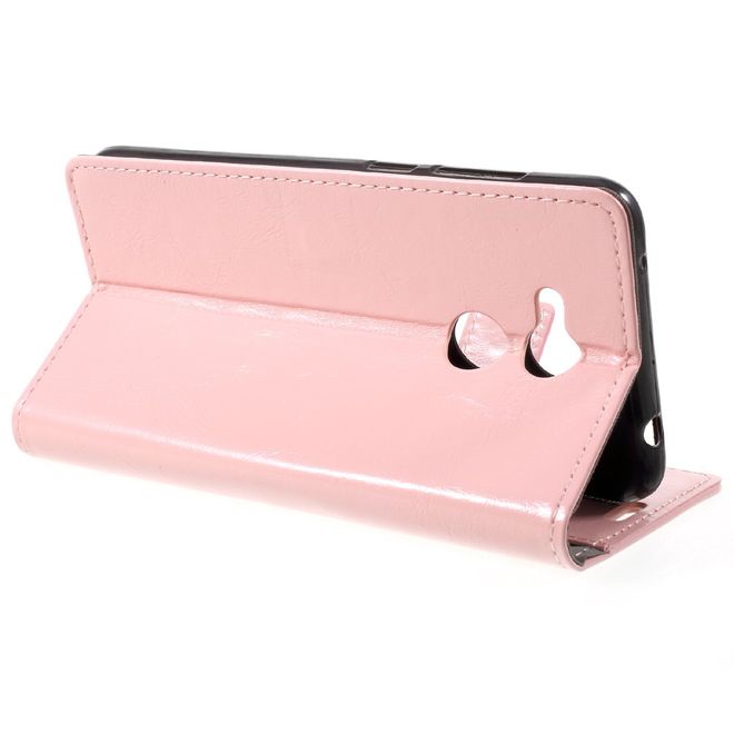 Huawei Honor 6C Pro / V9 Play Handyhülle - Crazy Horse Leder Case - mit Magnetverschluss - pink