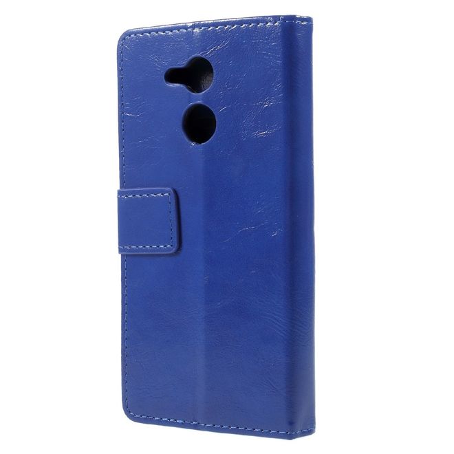 Huawei Honor 6C Pro / V9 Play Handyhülle - Crazy Horse Leder Case - mit Magnetverschluss - blau