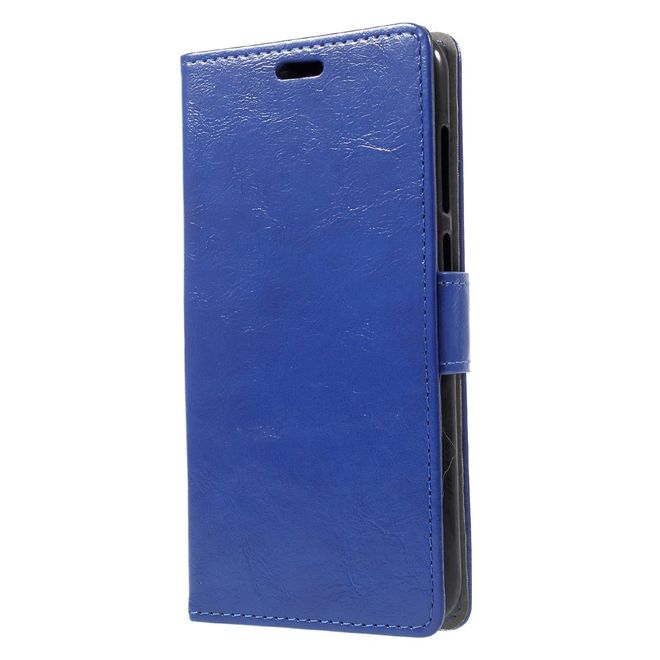 Huawei Honor 6C Pro / V9 Play Handyhülle - Crazy Horse Leder Case - mit Magnetverschluss - blau