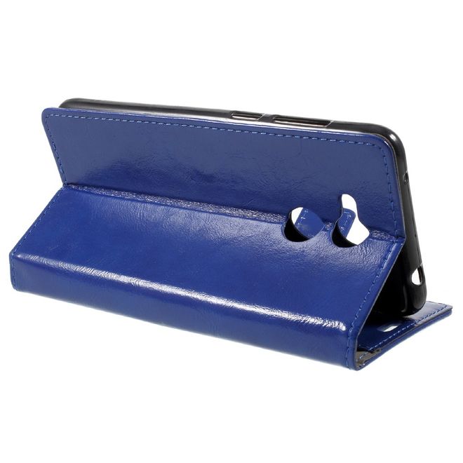 Huawei Honor 6C Pro / V9 Play Handyhülle - Crazy Horse Leder Case - mit Magnetverschluss - blau