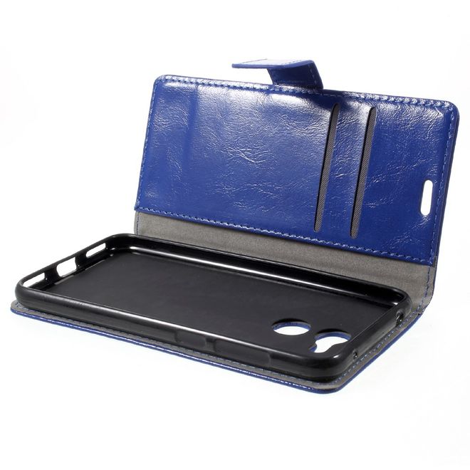 Huawei Honor 6C Pro / V9 Play Handyhülle - Crazy Horse Leder Case - mit Magnetverschluss - blau