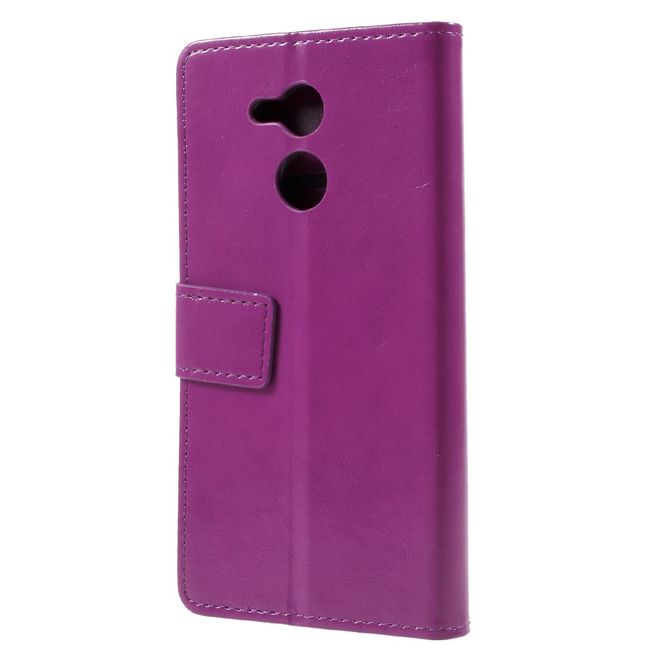 Huawei Honor 6C Pro / V9 Play Handyhülle - Crazy Horse Leder Case - mit Magnetverschluss - purpur