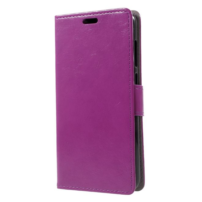 Huawei Honor 6C Pro / V9 Play Handyhülle - Crazy Horse Leder Case - mit Magnetverschluss - purpur