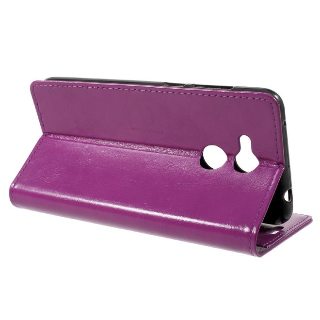 Huawei Honor 6C Pro / V9 Play Handyhülle - Crazy Horse Leder Case - mit Magnetverschluss - purpur