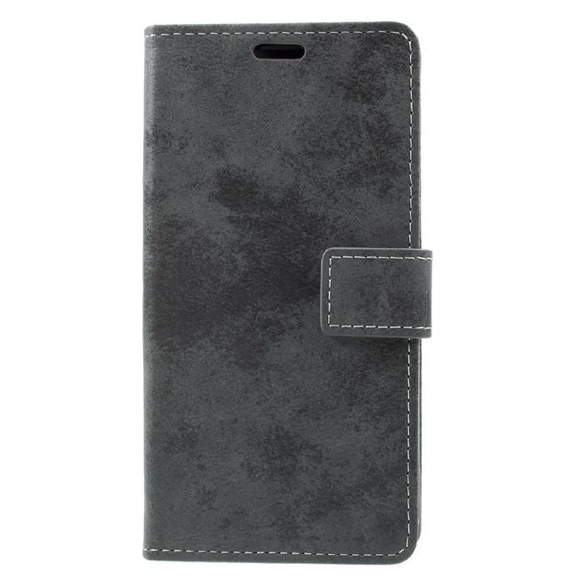 Huawei Honor 6C Pro / V9 Play Phone Case - Leather Case - Vintage Look - Grey