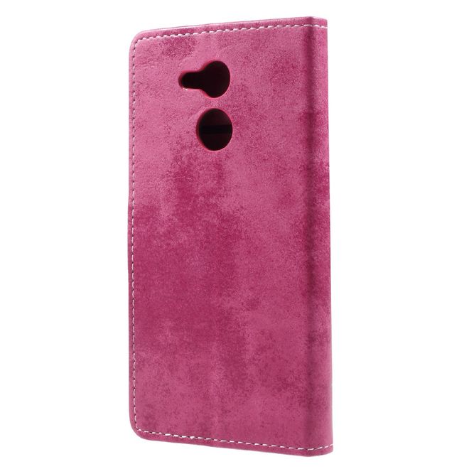 Huawei Honor 6C Pro / V9 Play Phone Case - Leather Case - Vintage Look - Pink