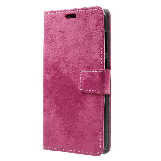 Huawei Honor 6C Pro / V9 Play Phone Case - Leather Case - Vintage Look - Pink