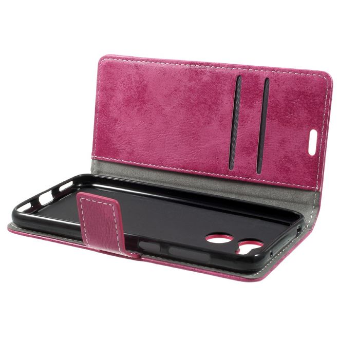 Huawei Honor 6C Pro / V9 Play Phone Case - Leather Case - Vintage Look - Pink
