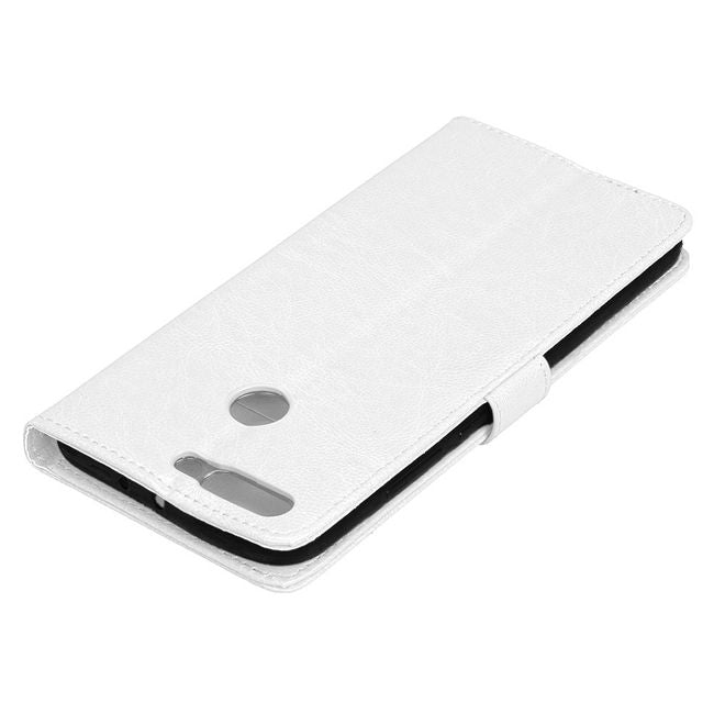 Huawei Honor 8 Pro / V9 Handyhülle - Crazy Horse Leder Case - mit Standfunktion - weiss