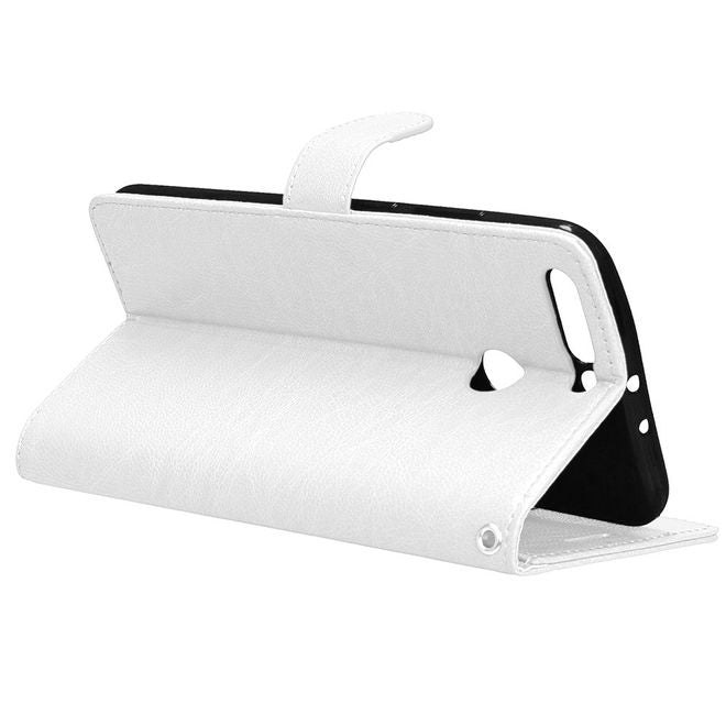 Huawei Honor 8 Pro / V9 Handyhülle - Crazy Horse Leder Case - mit Standfunktion - weiss