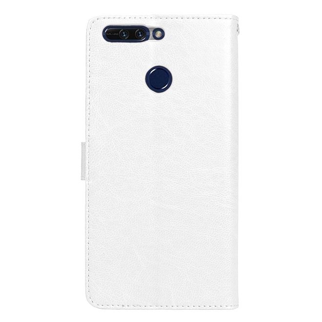 Huawei Honor 8 Pro / V9 Handyhülle - Crazy Horse Leder Case - mit Standfunktion - weiss