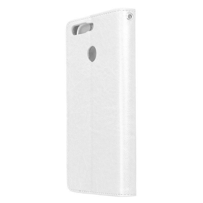 Huawei Honor 8 Pro / V9 Handyhülle - Crazy Horse Leder Case - mit Standfunktion - weiss
