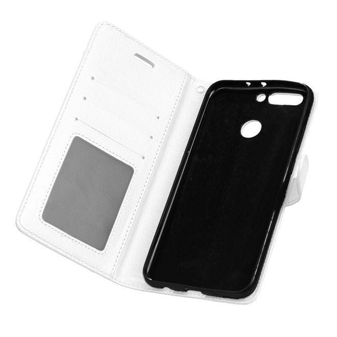 Huawei Honor 8 Pro / V9 Handyhülle - Crazy Horse Leder Case - mit Standfunktion - weiss