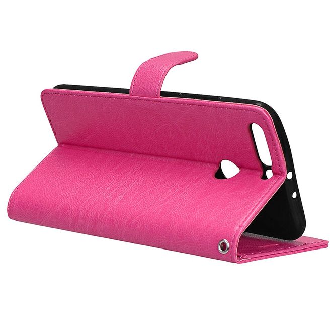 Huawei Honor 8 Pro / V9 Handyhülle - Crazy Horse Leder Case - mit Standfunktion - rosa