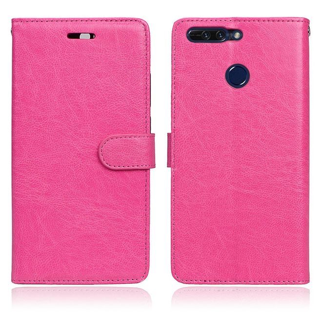 Huawei Honor 8 Pro / V9 Handyhülle - Crazy Horse Leder Case - mit Standfunktion - rosa