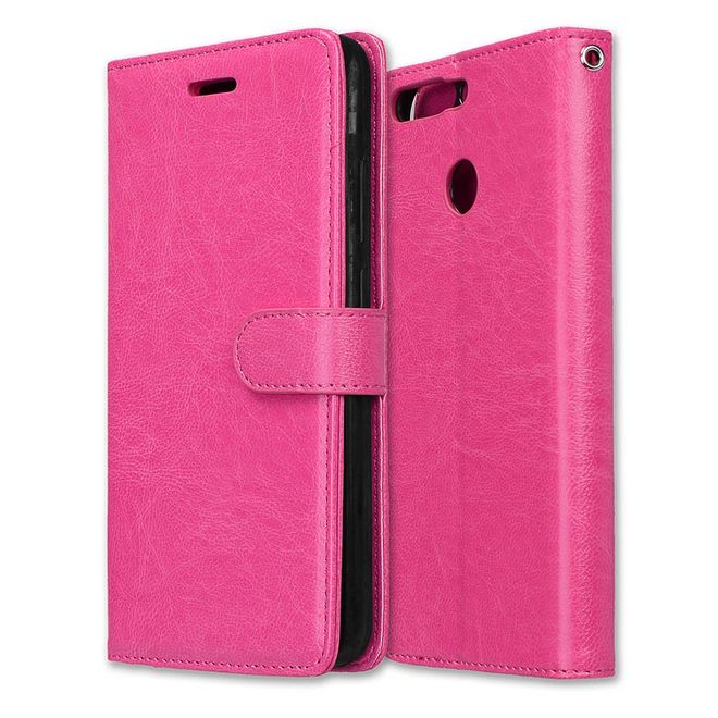 Huawei Honor 8 Pro / V9 Handyhülle - Crazy Horse Leder Case - mit Standfunktion - rosa