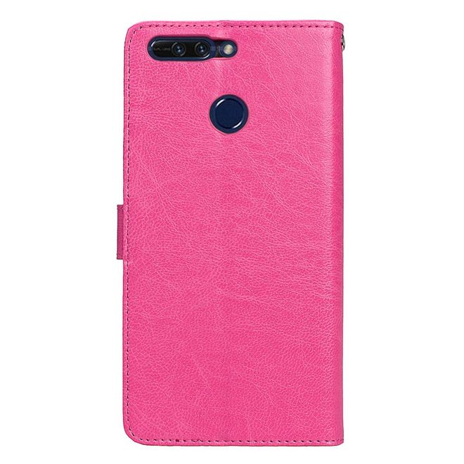 Huawei Honor 8 Pro / V9 Handyhülle - Crazy Horse Leder Case - mit Standfunktion - rosa