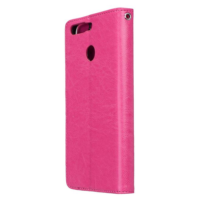 Huawei Honor 8 Pro / V9 Handyhülle - Crazy Horse Leder Case - mit Standfunktion - rosa