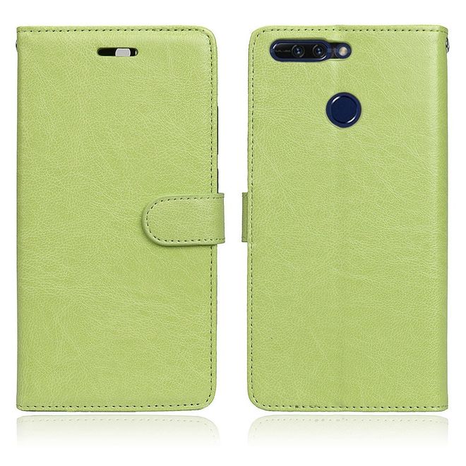 Huawei Honor 8 Pro / V9 Handyhülle - Crazy Horse Leder Case - mit Standfunktion - grün