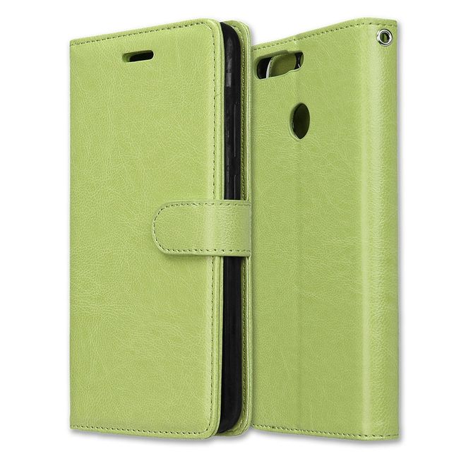 Huawei Honor 8 Pro / V9 Handyhülle - Crazy Horse Leder Case - mit Standfunktion - grün
