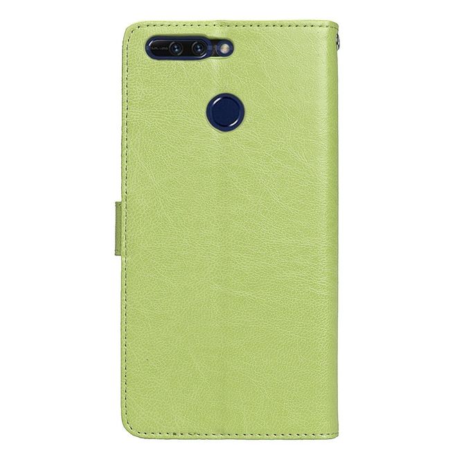 Huawei Honor 8 Pro / V9 Handyhülle - Crazy Horse Leder Case - mit Standfunktion - grün