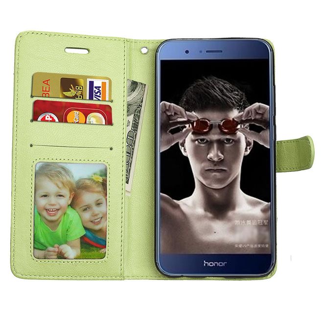 Huawei Honor 8 Pro / V9 Handyhülle - Crazy Horse Leder Case - mit Standfunktion - grün